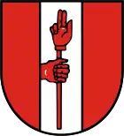 Wappen von Gosheim (Hand hält Schwurstab)