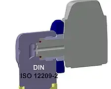 DIN-Flaschenanschluss nach ISO 12209:2013 in der Schnittansicht (Gewinde-Ausgangsanschlüsse)