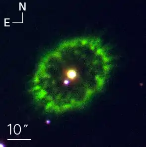 Falschfarbenbild der expandieren Gasscheibe um DQ Herculis