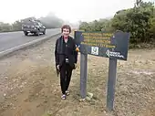 Ein Schild am Cerro de la Muerte in Costa Rica, Inter-American Highway, Höhe 10.942 ft