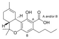 Strukturformel Δ9-Tetrahydrocannabinolsäure-C4