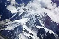 Der Mont Blanc vom Flugzeug aus fotografiert, Westseite