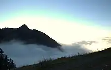 Der Weg in Richtung Staufen bei Nebel.