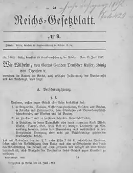 Einführung der Krankenversicherung durch das Gesetz, betreffend die Krankenversicherung der Arbeiter (RGBl. 1883, S. 73)