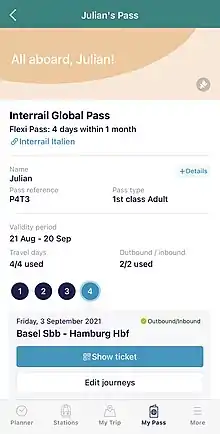 Digitaler Interrail Pass