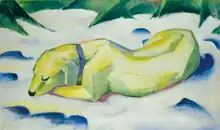 Liegender Hund im Schnee von Franz Marc, ca. 1911