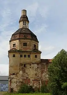 Schlachthofturm Dresden – Kesselhaus mit Wasserhochbehälter und Rauchaustrittsöffnung auf dem Dach