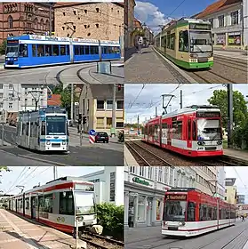 von links nach rechts: Rostocker 6NGTWDE (6N1), Brandenburger MGT6D, Heidelberger MGT6D, Hallescher MGT6D, Bochumer MGT6D (NF6D), Erfurter MGT6DE