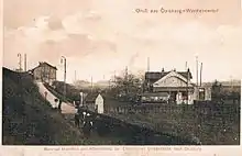 Bahnhof Duisburg-Hochfeld Süd und Straßenbahnhaltestelle an der Wanheimer Straße (vor 1927)