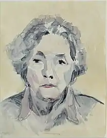 Mechthild Motsch von Freydorf, Selbstporträt, 1982, Aquarell