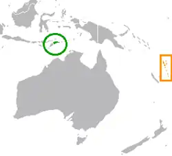 Lage von Osttimor und Vanuatu