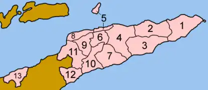 Die Distrikte Osttimors vor der Gebietsreform von 2003