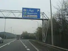 Ausfahrt A25/E25 auf der A3 am Autobahnkreuz Cheratte