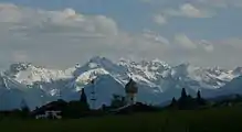 Bergblick von Eckarts mit Kirchturm von St.Peter und Paul.