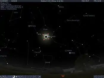 Konstellation während der Sonnenfinsternis vom 12. September 33