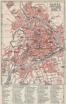 Stadtplan von Erfurt um 1900