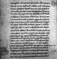 Ersterwähnung Doberlugs in der Handschrift von Thietmar von Merseburg: Chronicon Thietmari Merseburgensis. Dobraluh ist nachträglich weiß markiert.