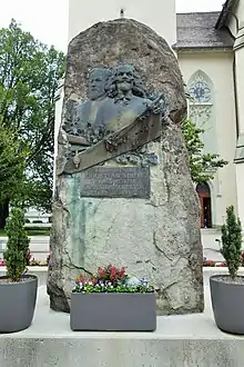 Bronzerelief für Christian Schybi und Hans Emmenegger am Schybistein in Escholzmatt. Geschaffen von Paul Irenä Amlehn (1867–1931) Bildhauer