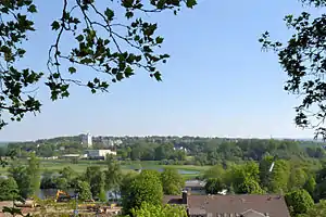 Essen-Überruhr-Hinsel über dem Ruhrtal, Blick vom Stadtgarten Steele