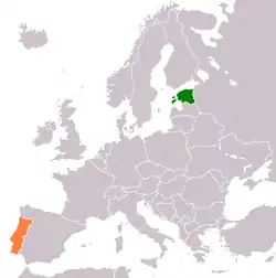 Lage von Estland und Portugal