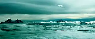 Mount Everest, Lhotse, Makalu und Chamlang aus dem Flugzeug gesehen