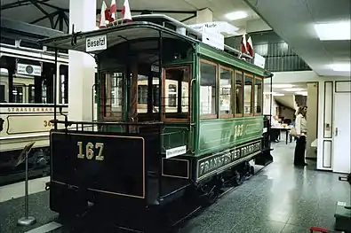 Pferdestraßenbahnwagen 167 der Frankfurter Trambahn-Gesellschaft (FTG) im Frankfurter Verkehrsmuseum