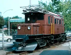 RhB Ge 4/4 182 der Berninabahn im Jahr 1982 im Verkehrshaus Luzern während der Krokodilausstellung