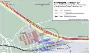 Schematischer Gleis­plan im Flughafen­bereich