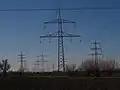 Freileitungsmast (Donaumast) der 380-kV-Leitung Rommerskirchen–Bürstadt–Hoheneck von 1957