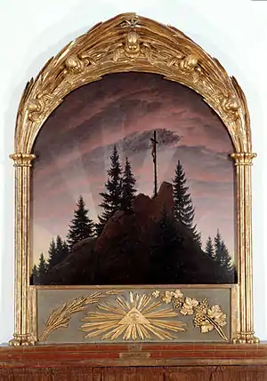 Caspar David Friedrich, Tetschener Altar, Szene: Das Kreuz im Gebirge, 1808/09, Staatliche Kunstsammlungen Dresden