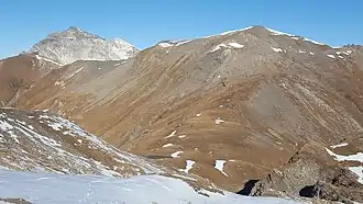 Fuorcla Starlera von Süden, im Hintergrund Murter, Piz Alv und Piz Grisch.