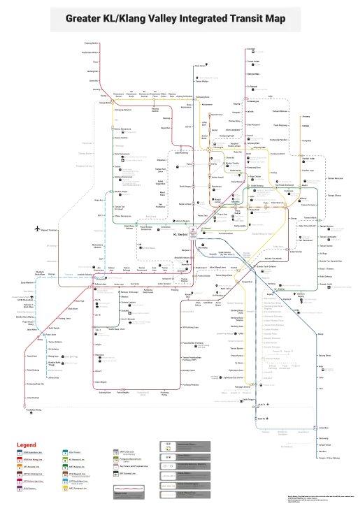 Liniennetzplan, welcher sowohl die heute bestehenden als auch die in Zukunft vorgesehenen Linien darstellt