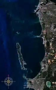 Cockburn Sound und Garden Island Satellitenbild von NASA World Wind