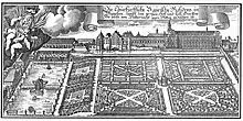 Hofgarten der Münchener Residenz, angelegt 1613–1617. Kupferstich von Michael Wening, 1701