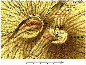 Gede-Pangrango. Ausschnitt aus einer 1924 veröffentlichten Touristenkarte im Maßstab 1 : 100.000.