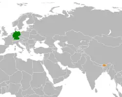 Lage von Deutschland und Bhutan