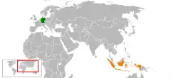 Lage von Deutschland und Indonesien