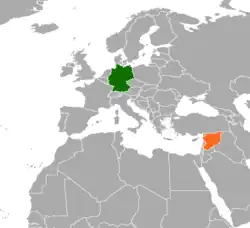 Lage von Deutschland und Syrien