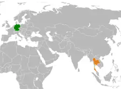 Lage von Deutschland und Thailand