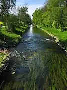 Die Glatt in Rümlang, Blick­richtung Kloten-Opfikon zur Grubenmann-Brücke