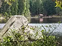 Glaswaldsee mit Staumauer vom jenseitigen Ufer