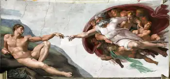 Michelangelo, Gott erschafft mit seiner Hand Adam