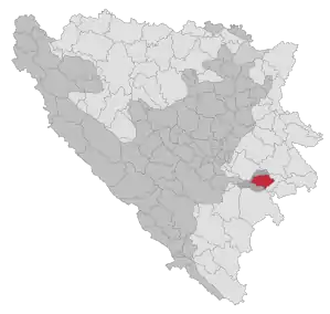 Lage der Gemeinde Goražde in Bosnien und Herzegowina (anklickbare Karte)