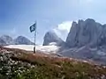 Blick zum Großen Gosaugletscher mit Hohem Dachstein (2995 m), Mitterspitz und Hoher Schneebergwand.