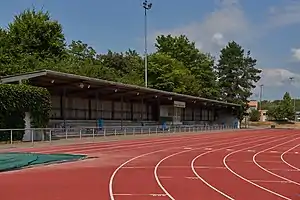 Haupttribüne des Grüttpark-Stadions