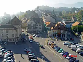 Blick auf Grandson vom Schloss