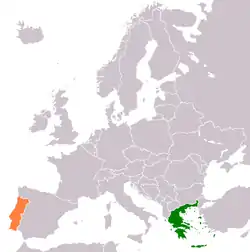 Lage von Griechenland und Portugal