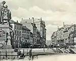 Der gleiche Blick am Boden, links das Reformationsdenkmal,um 1900