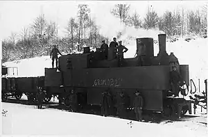 Lokomotive kkStB 229.29 des Panzerzuges "Gromobój"(Mosciska, 25. Februar 1919)