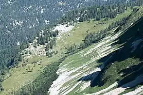 Blick vom Hochanger auf die Gschwandtalm